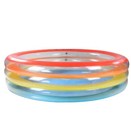 Pool Central® 6Ft Inflatable Multicolor 3 Ring Transparent Swimming Pool in Blue | 20" x 73.5" | Michaels®